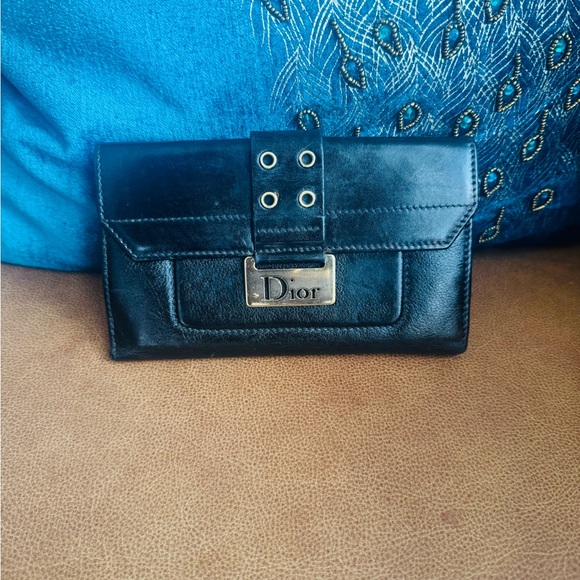 Dior Black and Gold Leather Wallet with Structured Design and Gold Hardware - Picture 1 of 9